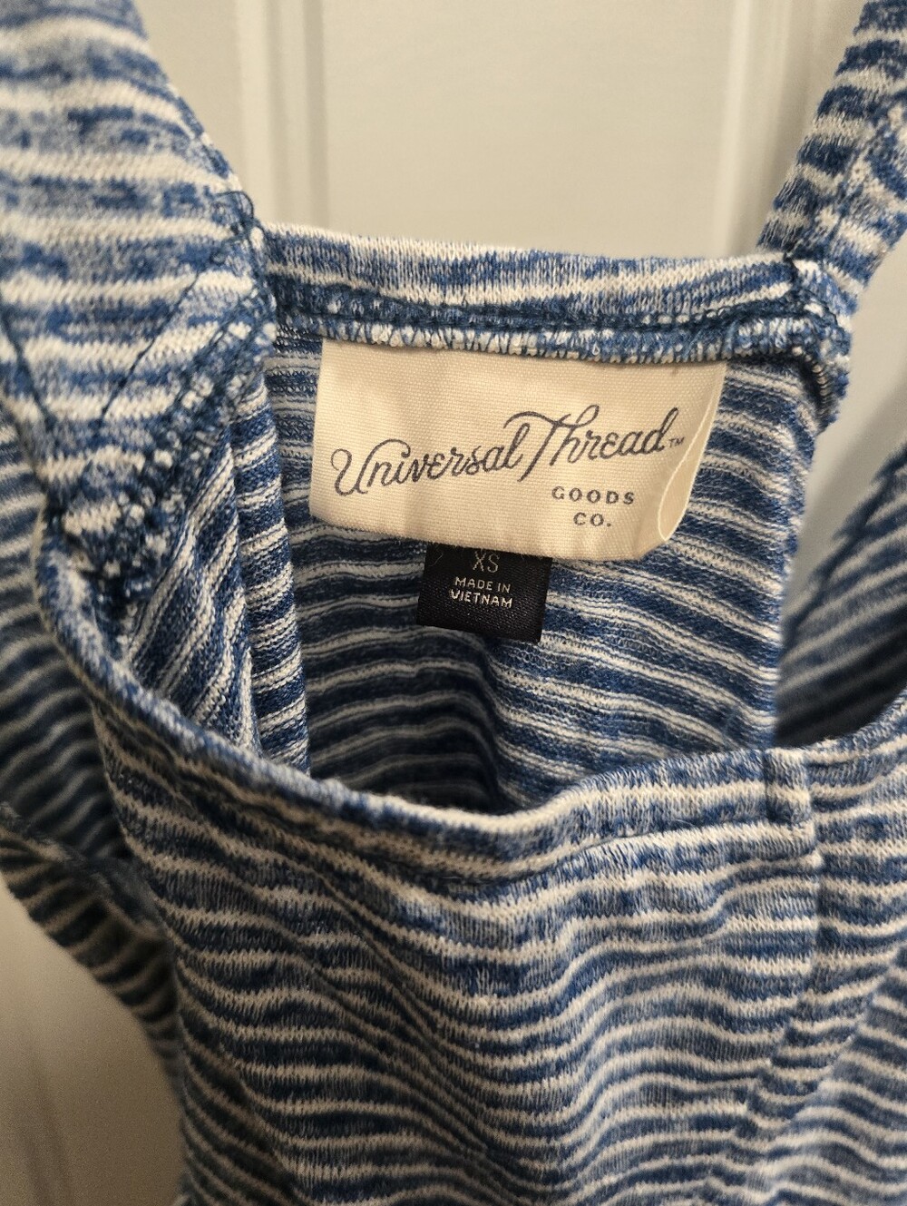 ๐7/25$ Universal Thread Blue and White Striped Cross Back Dress - Picture 3 of 6
